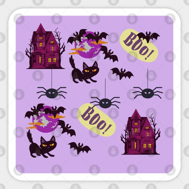 Cute Halloween Themed Pattern Design Sticker by AdrianaHolmesArt